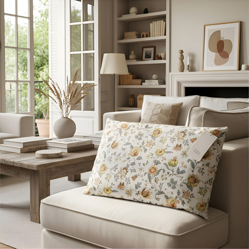 Zara Home Forro Cojín Rectangular Flores Elegantes 50x30 Cm