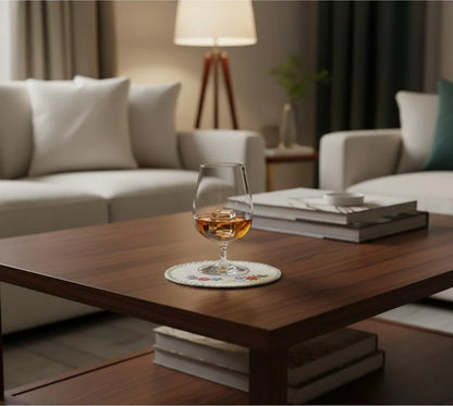 Zara Home Posavaso De Tela Bordada con Flores, Lavable, Paquete De 4