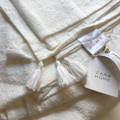 Zara Home Manta Para Cama O Sofá, Mantel 100% Natural