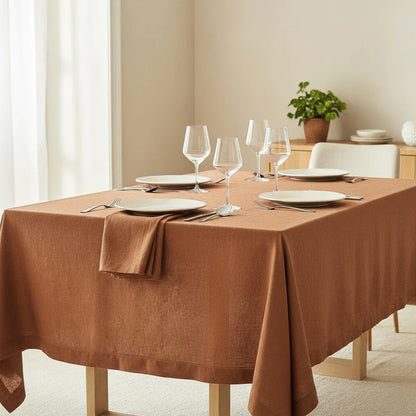 Zara Home Mantel Rectangular 100% Lino, Mesa De 6-8 Puestos Naranja