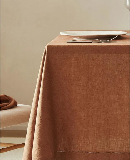 Zara Home Mantel Rectangular 100% Lino, Mesa De 6-8 Puestos Naranja