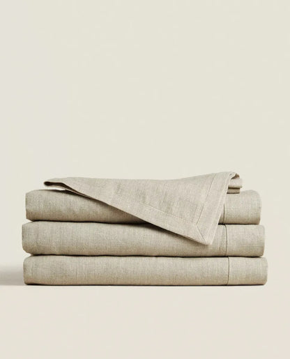 Zara Home Mantel Rectangular 100% Lino, Mesa De 6-8 Puestos Beige Crudo