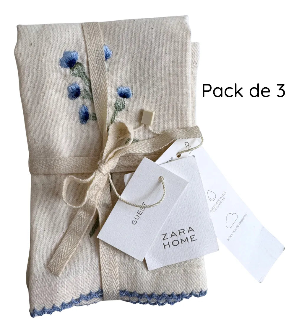 Zara Home Mantelito Individual, Servilleta De Tela Con Bordado (Pack de 3)
