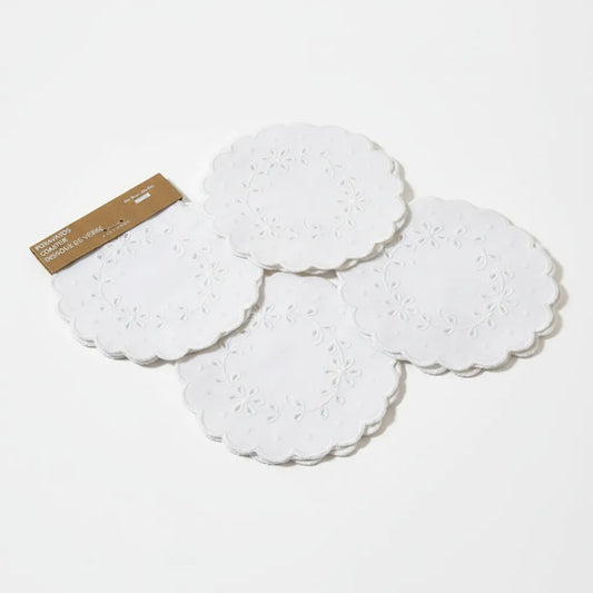Zara Home Posavaso De Tela Bordada, Lavable, Paquete De 4