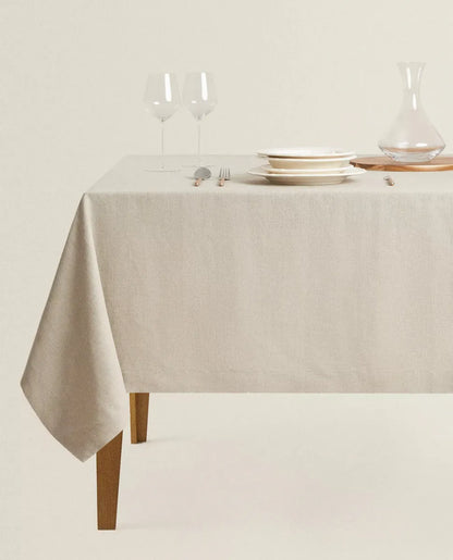 Zara Home Mantel Rectangular 100% Lino, Mesa De 6-8 Puestos Beige Crudo
