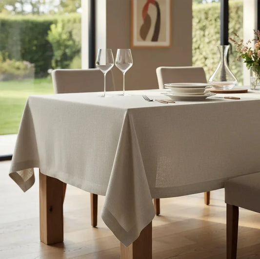 Zara Home Mantel Rectangular 100% Lino, Mesa De 6-8 Puestos Beige Crudo